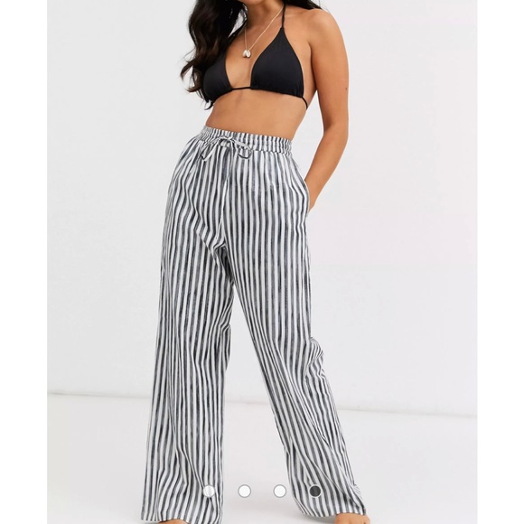 Glamorous NWT Exclusive beach pants in gray stripe - Picture 1 of 3